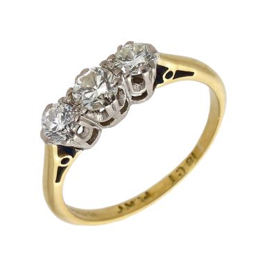 Pre-Owned 14ct Yellow Gold 0.50 Carat Diamond Trilogy Ring