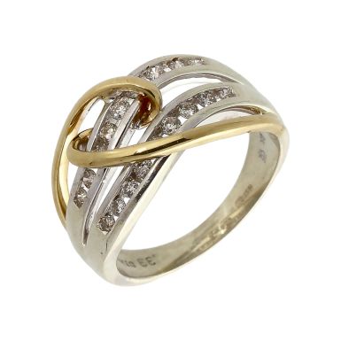 Pre-Owned 9ct Yellow & White Gold 0.33ct Diamond Wave Dress Ring