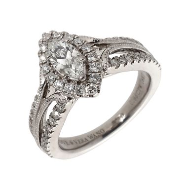 Pre-Owned Vera Wang 0.95 Carat Marquise Diamond Halo Ring