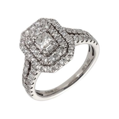Pre-Owned 18ct White Gold 1.00 Carat Diamond Cluster Ring