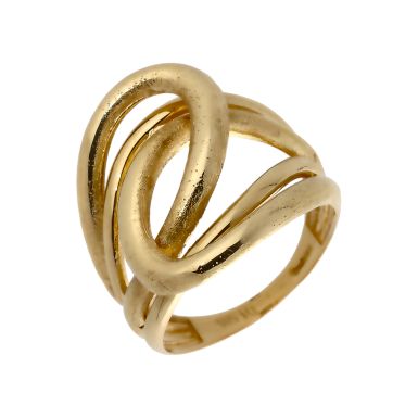 Pre-Owned 14ct Yellow Gold Brushed Looped Waves Dress Ring