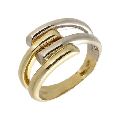 Pre-Owned 14ct Yellow & White Gold Split Crossover Dress Ring