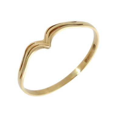 Pre-Owned 9ct Yellow Gold Lightweight Wave Wishbone Ring
