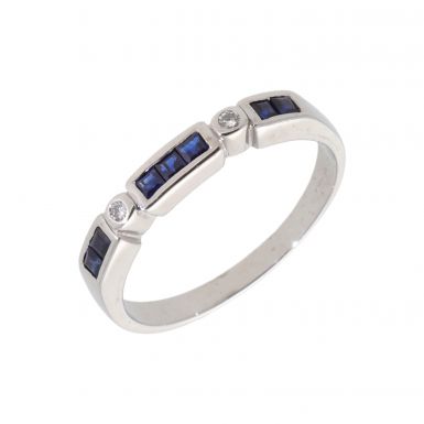 Pre-Owned 14ct White Gold Sapphire & Diamond Fancy Eternity Ring
