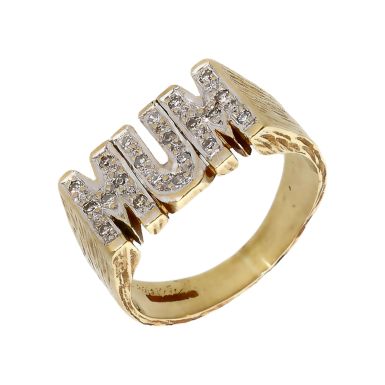 Pre-Owned 9ct Yellow Gold Cubic Zirconia Set Mum Ring