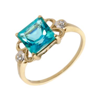 Pre-Owned 9ct Yellow Gold Blue Apatite Solitaire Dress Ring