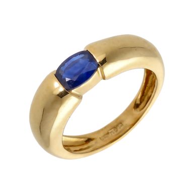 Pre-Owned 18ct Yellow Gold Oval Sapphire Solitaire Band Ring