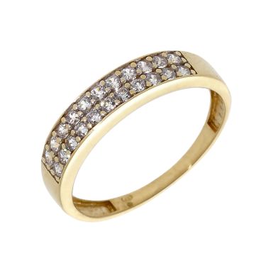 Pre-Owned 9ct Yellow Gold Cubic Zirconia Double Row Dress Ring