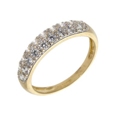 Pre-Owned 14ct Gold Double Row Cubic Zirconia Dress Ring