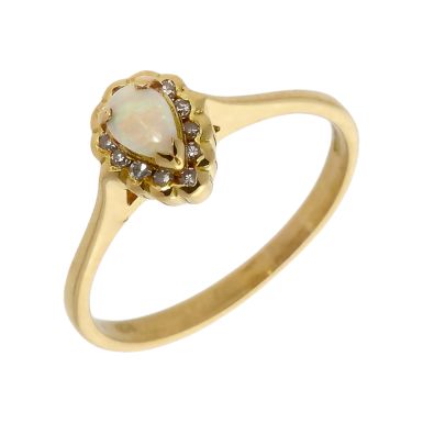 Pre-Owned 18ct Yellow Gold Opal & Diamond Pear Cluster Ring