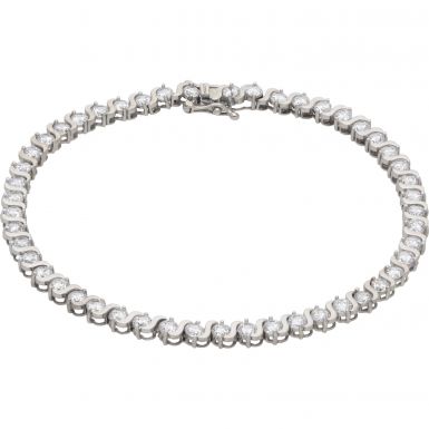 Pre-Owned 14ct White Gold Cubic Zirconia Tennis Bracelet