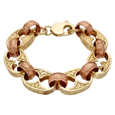 Pre-Owned 9ct Yellow & Rose Gold Anchor & Belcher Link Bracelet
