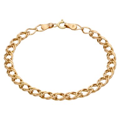 Pre-Owned 9ct Yellow Gold 7.25 Inch Double Curb Bracelet
