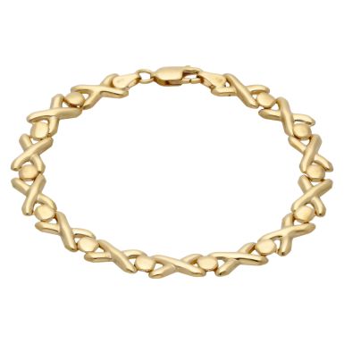 Pre-Owned 9ct Yellow Gold 7.25 Inch Hollow Kiss Link Bracelet