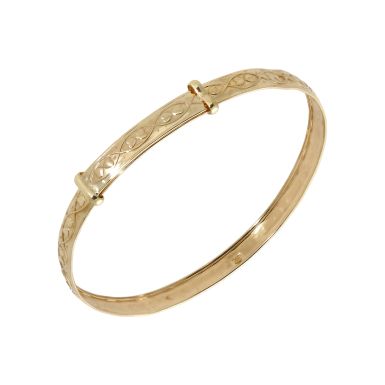 Pre-Owned 9ct Gold Childs Celtic Heart Pattern Expanding Bangle