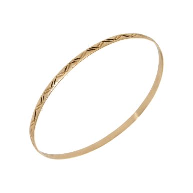 Pre-Owned 9ct Yellow Gold Patterned Push-On Bangle