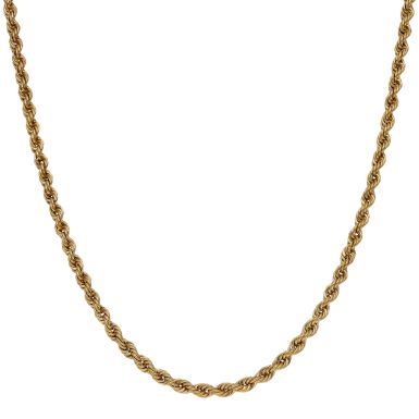Pre-Owned 9ct Yellow Gold 16 Inch Hollow Rope Chain Necklace