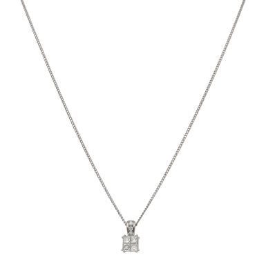 Pre-Owned 18ct Gold 0.35ct Princess Cut Diamond Pendant Necklace