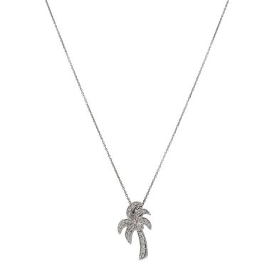 Pre-Owned 14ct White Gold Diamond Palm Tree Pendant Necklace