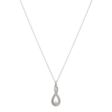 Pre-Owned 9ct White Gold Diamond Set Infinity Twist Necklace