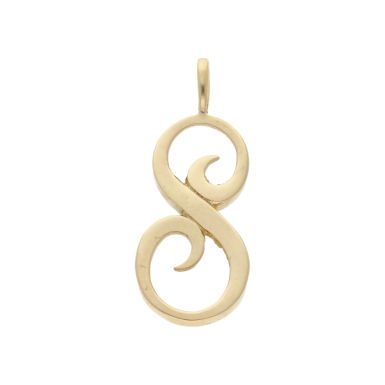 Pre-Owned 9ct Yellow Gold Swirl Initial S Pendant