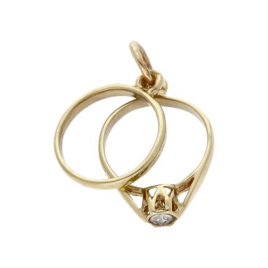 Pre-Owned 9ct Yellow Gold Bridal Ring Set Charm