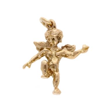 Pre-Owned 9ct Yellow Gold Solid Angel Cherub Charm Pendant