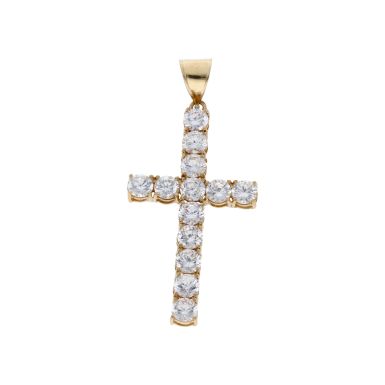Pre-Owned 9ct Yellow Gold Cubic Zirconia Cross Pendant