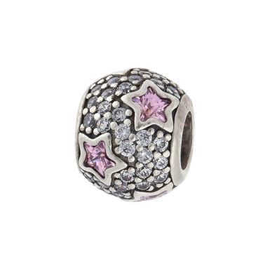 Pre-Owned Pandora Silver Cubic Zirconia Pink Star Bead Charm