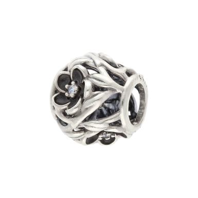 Pre-Owned Pandora Silver Cubic Zirconia Flower Vines Charm
