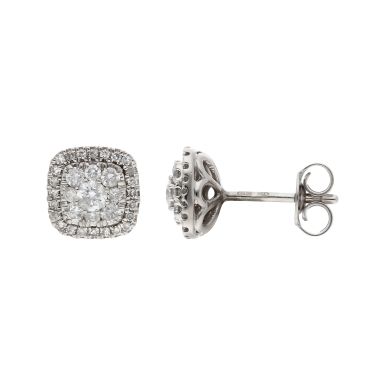 Pre-Owned 9ct White Gold 0.50ct Diamond Cluster Stud Earrings