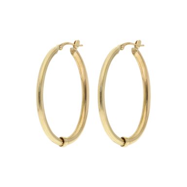 Pre-Owned 9ct Yellow Gold Half Twist Oval Creole Earrings