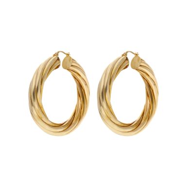 Pre-Owned 9ct Yellow Gold Twist Hoop Creole Earrings