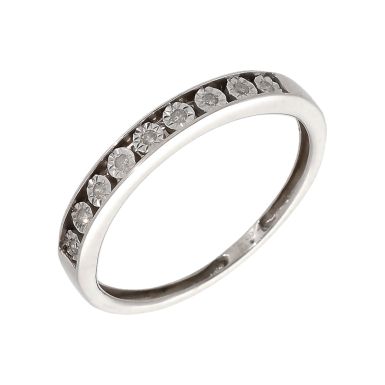 Pre-Owned 9ct White Gold Illusion Set Diamond Half Eternity Ring