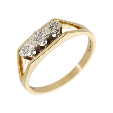Pre-Owned Vintage 1986 9ct Yellow Gold Diamond Trilogy Ring