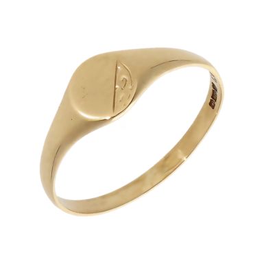 Pre-Owned 9ct Yellow Gold Childs Part Patterned Signet Ring