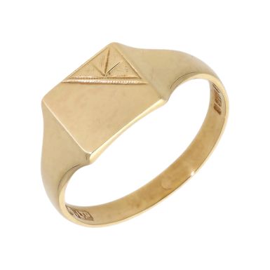 Pre-Owned Vintage 1970 9ct Yellow Gold Square Signet Ring