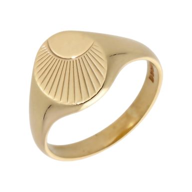 Pre-Owned 9ct Yellow Gold Sunburst Signet Ring