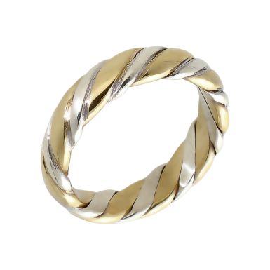 Pre-Owned 9ct Yellow & White Gold 5mm Twist Band Ring