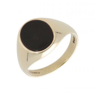 Pre-Owned 9ct Yellow Gold Oval Onyx Signet Ring