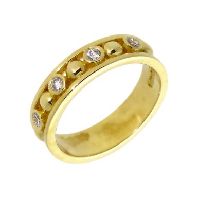 Pre-Owned 9ct Yellow Gold Cubic Zirconia Set Beaded Band Ring
