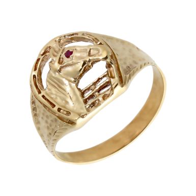 Pre-Owned 9ct Gold Gemstone Set Horse/Horseshoe Dress Ring