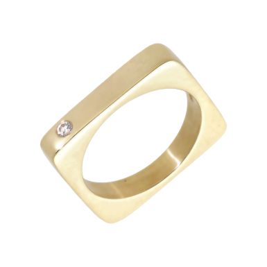 Pre-Owned 9ct Yellow Gold Gemstone Set Square Shaped Dress Ring