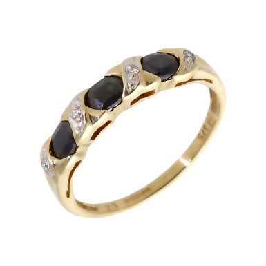 Pre-Owned 9ct Yellow Gold Sapphire & Cubic Zirconia Dress Ring