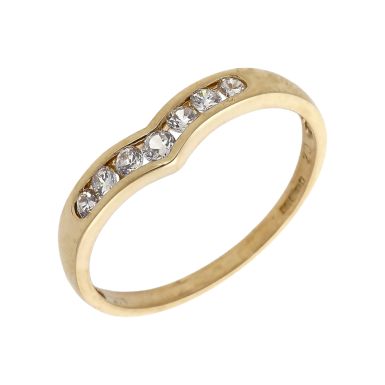 Pre-Owned 9ct Yellow Gold Cubic Zirconia Half Wishbone Ring