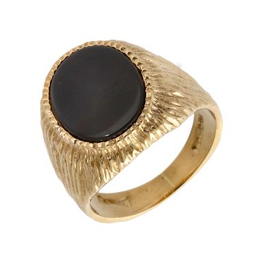 Pre-Owned Vintage 1975 9ct Yellow Gold Onyx Signet Ring