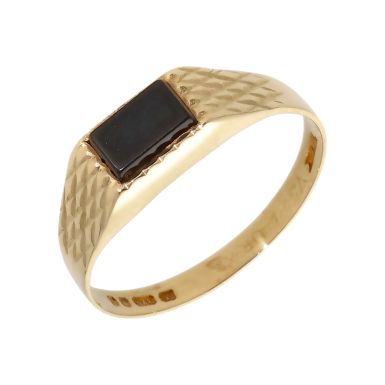 Pre-Owned Vintage 1983 9ct Yellow Gold Onyx Signet Ring