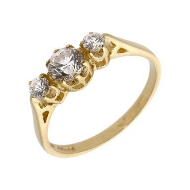 Pre-Owned 9ct Yellow Gold Cubic Zirconia Trilogy Ring
