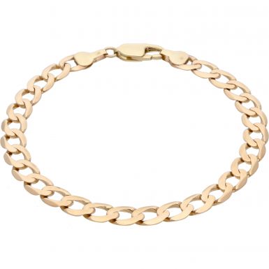 Pre-Owned 9ct Yellow Gold 8.7 Inch Curb Bracelet
