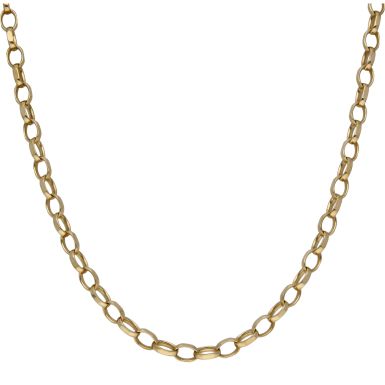 Pre-Owned 9ct Gold 21.5 Inch Faceted Belcher Chain Necklace